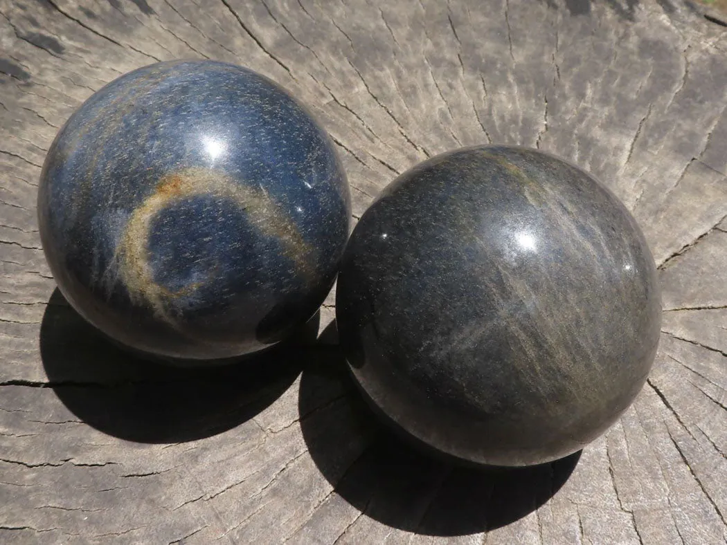 Polished Blue Lazulite Spheres  x 4 From Madagascar