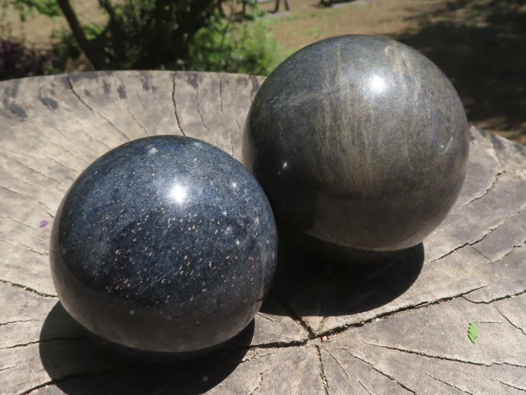 Polished Blue Lazulite Spheres  x 4 From Madagascar