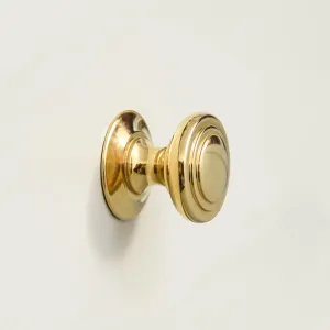 Polished Brass Stepped Cushion Cabinet Knob