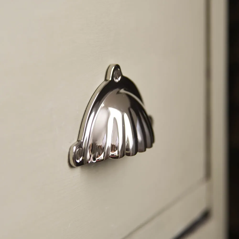 Polished Nickel Scalloped Hooded Drawer Handle