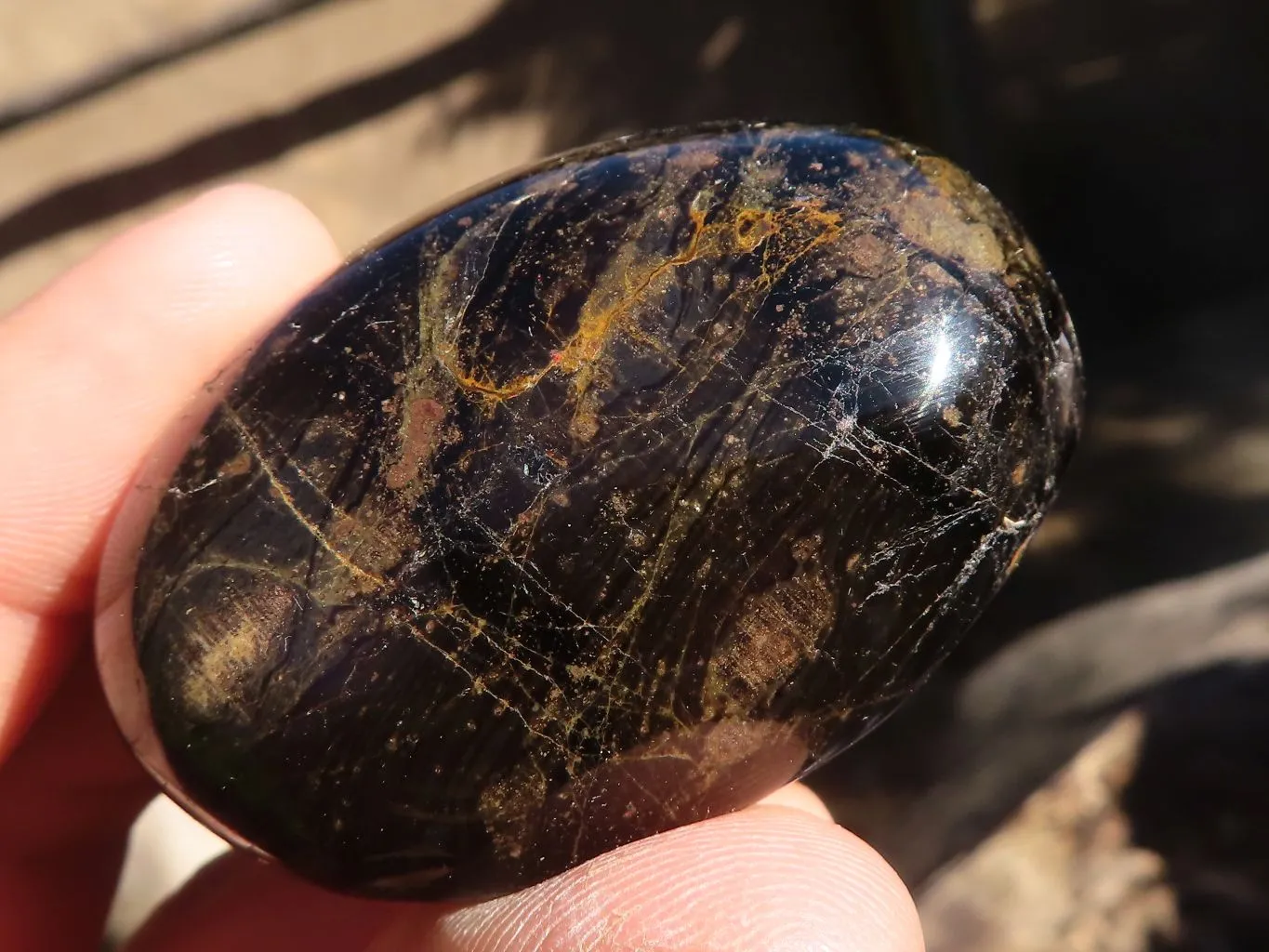 Polished Schorl Black Tourmaline Galet / Palm Stones x 24 From Madagascar