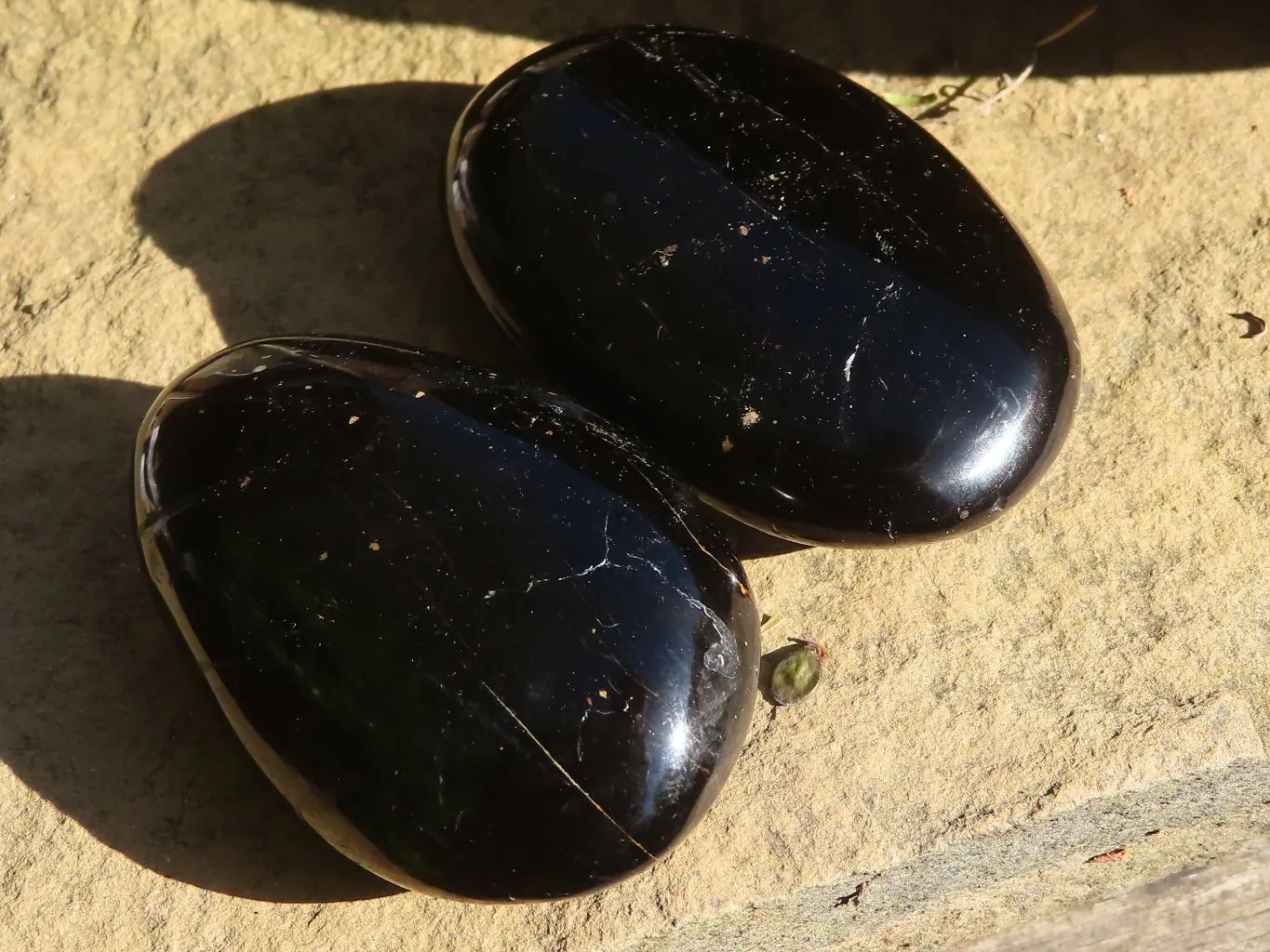 Polished Schorl Black Tourmaline Galet / Palm Stones x 24 From Madagascar