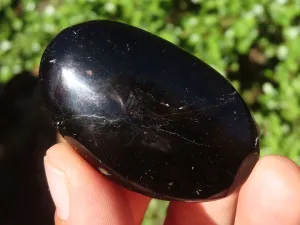 Polished Schorl Black Tourmaline Galet / Palm Stones x 24 From Madagascar