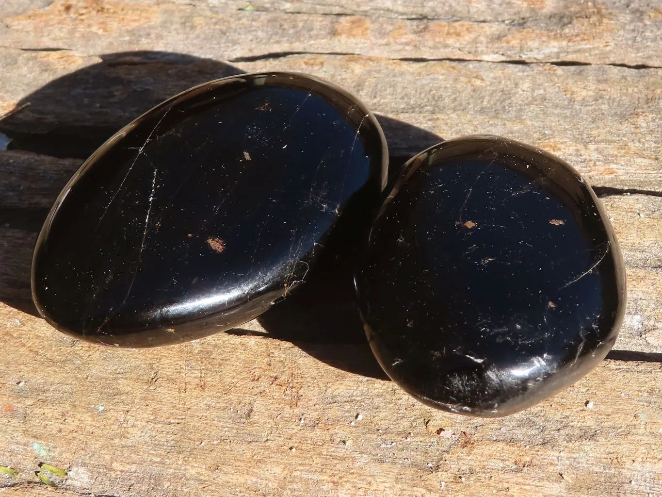 Polished Schorl Black Tourmaline Galet / Palm Stones x 24 From Madagascar