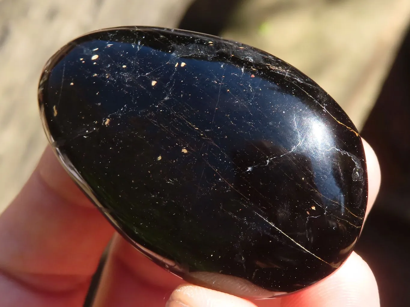 Polished Schorl Black Tourmaline Galet / Palm Stones x 24 From Madagascar