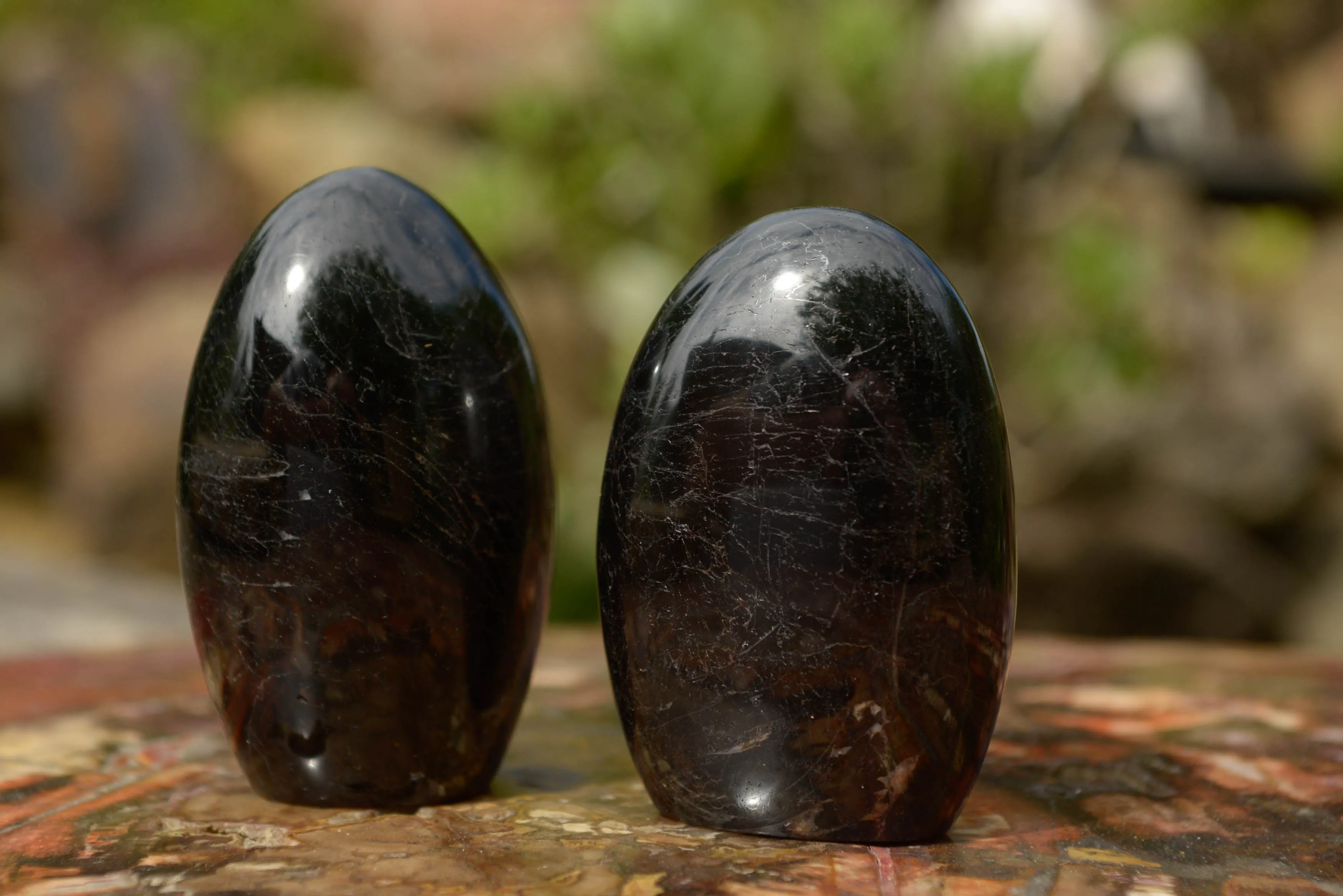 Polished Schorl Black Tourmaline Standing Free Forms x 6 From Madagascar