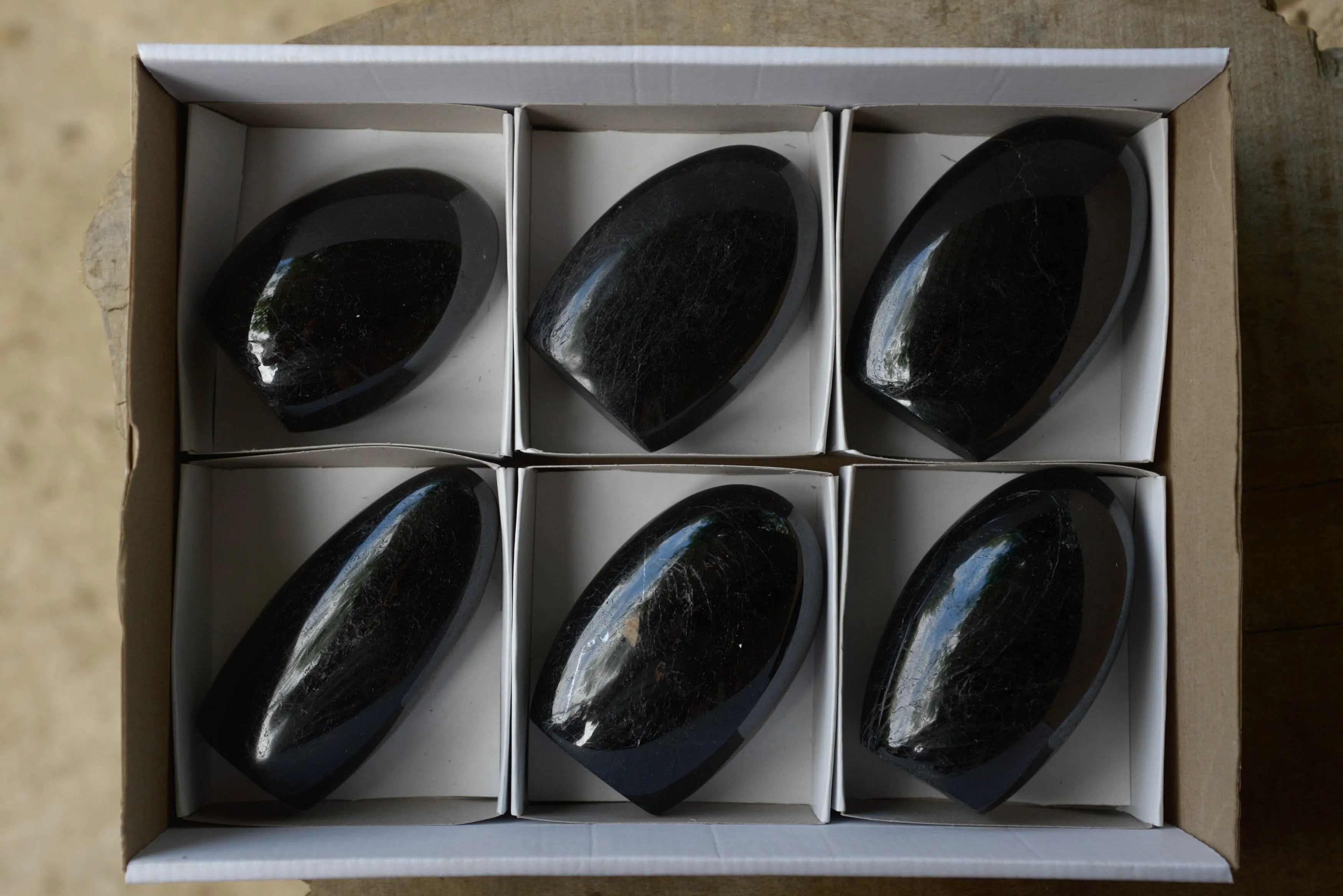 Polished Schorl Black Tourmaline Standing Free Forms x 6 From Madagascar