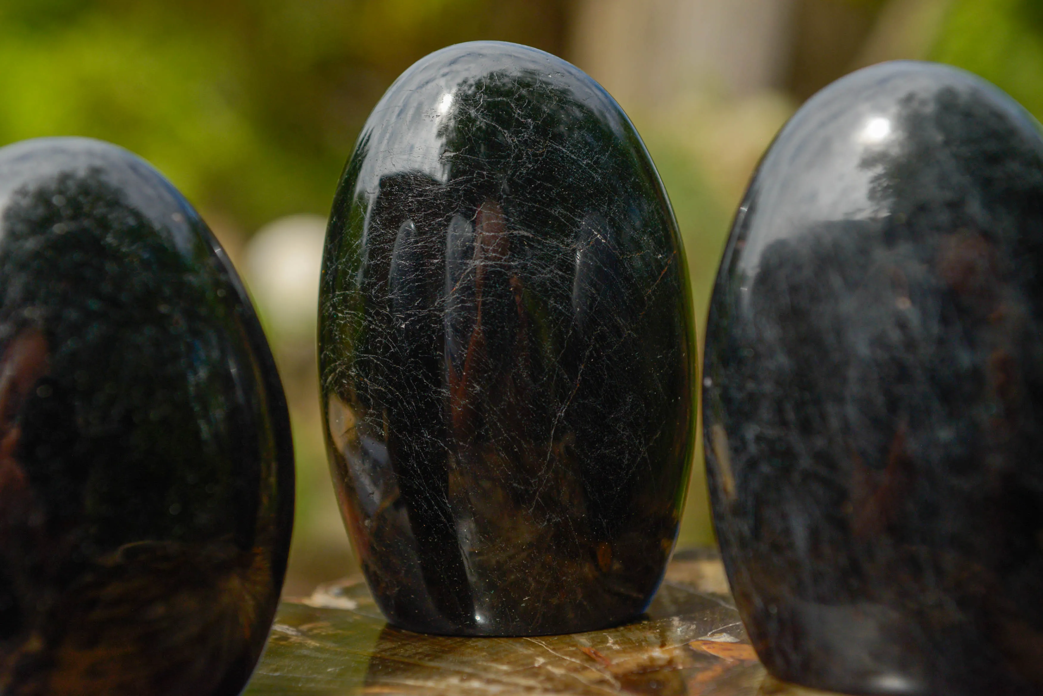 Polished Schorl Black Tourmaline Standing Free Forms x 6 From Madagascar