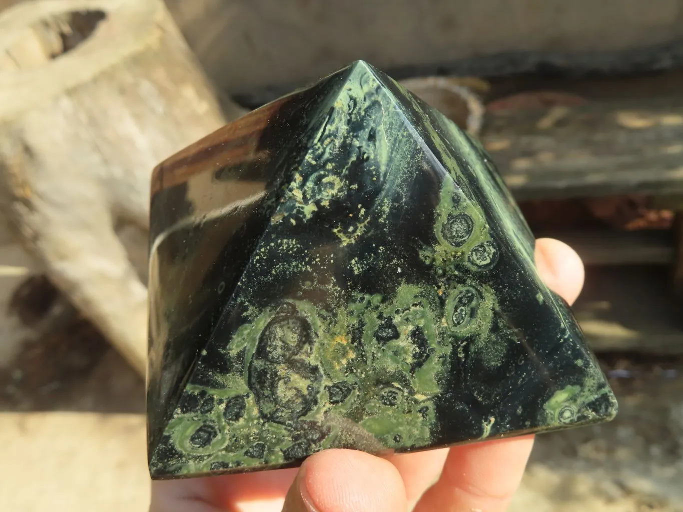 Polished Stromatolite Pyramids  x 3 From Madagascar