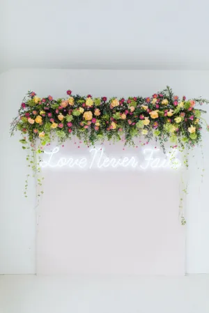 Pops of Pink Floral Backdrop with Wedding Chicks