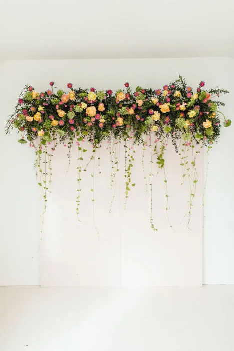 Pops of Pink Floral Backdrop with Wedding Chicks