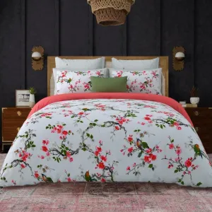 Quirky Gardenia Bedsheet - Blue & Red