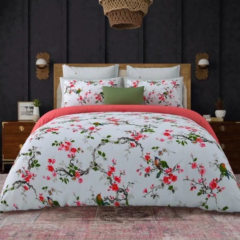 Quirky Gardenia Bedsheet - Blue & Red