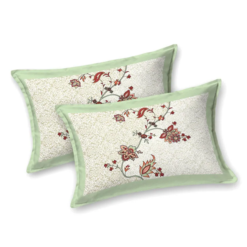 Rachni Floral Bedsheet - Light Green