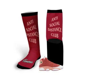 Retro 13 Dune Red Social Distance Socks