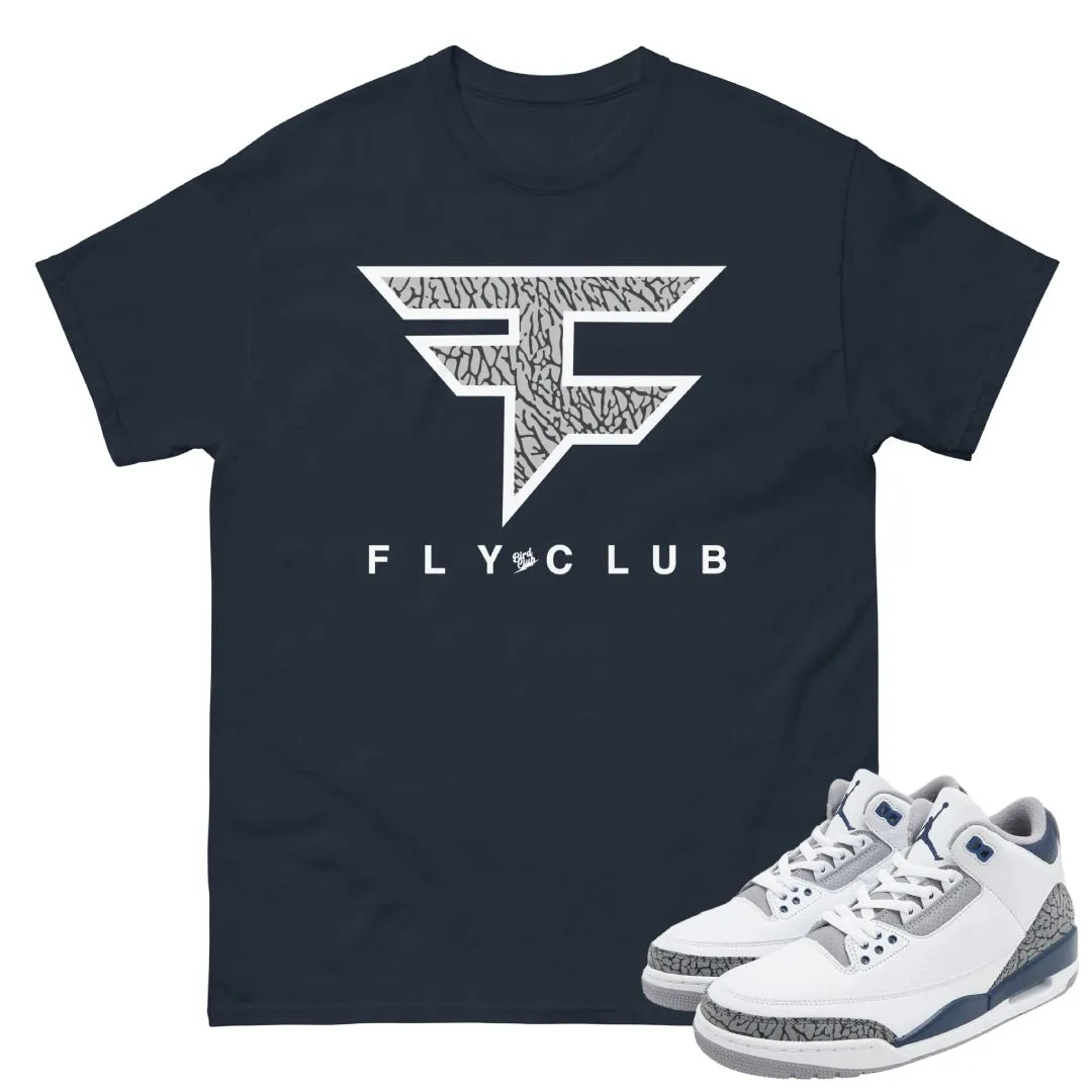 Retro 3 Midnight Navy Cement Fly Club Shirt