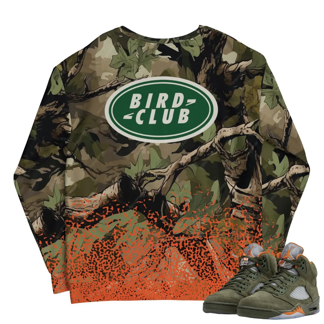 Retro 5 Olive/Solar Orange "Hunting Camo" Sweatshirt