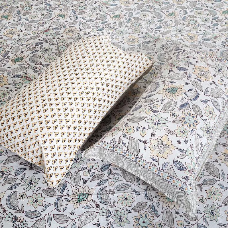 Rigavo Floral Bedsheet - Pale Yellow