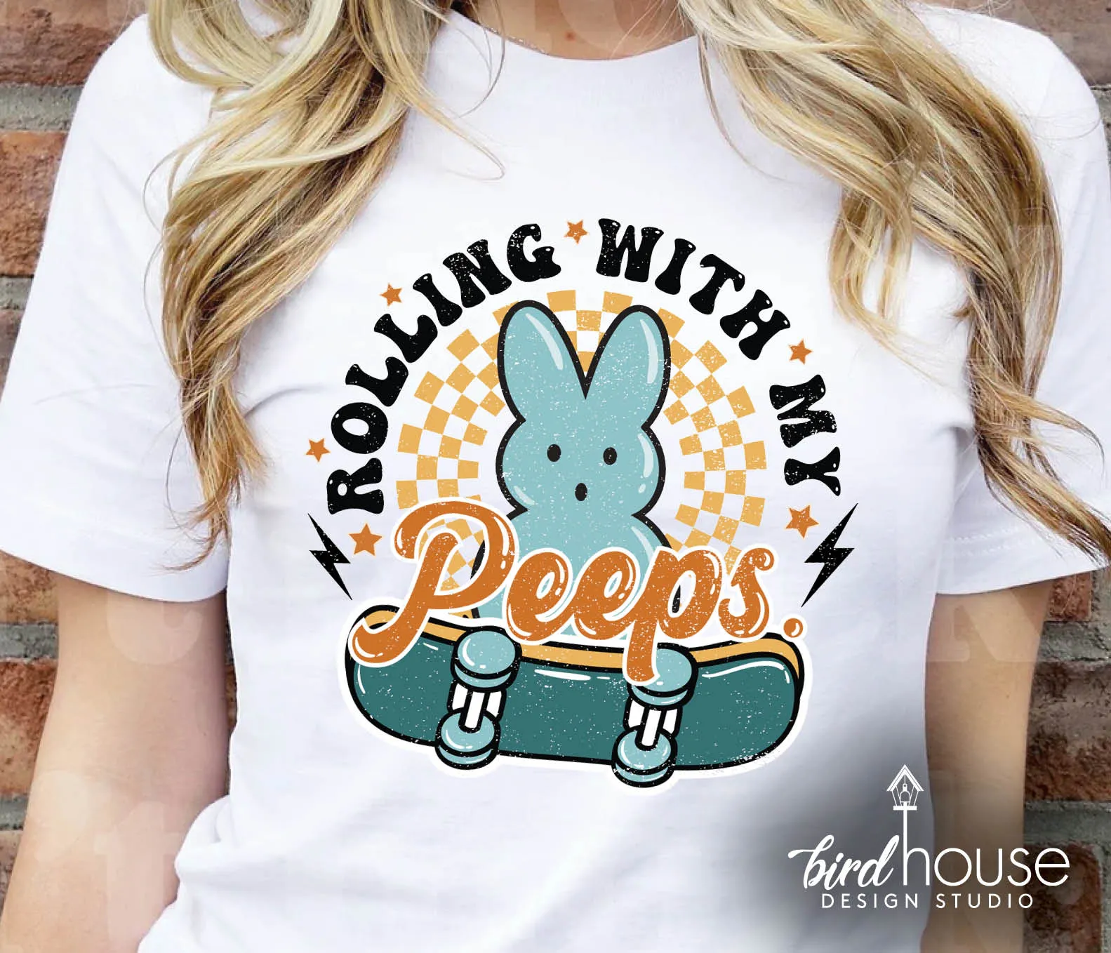 Rolling with my Peeps Shirt, Cute Retro Easter Graphic Tee