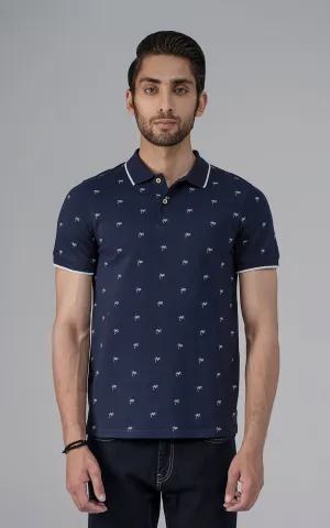 ROTARY PRINT POLO NAVY