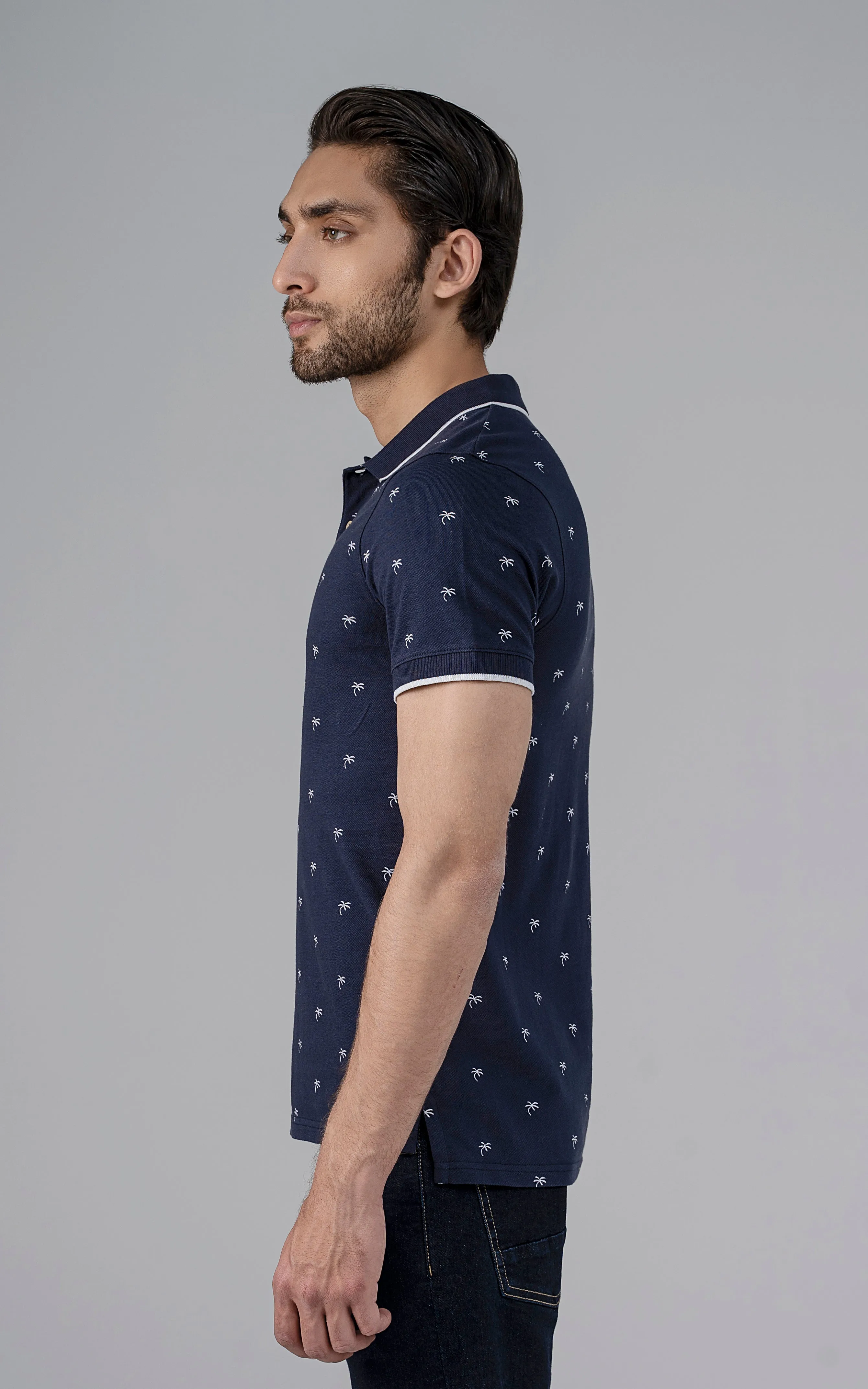 ROTARY PRINT POLO NAVY