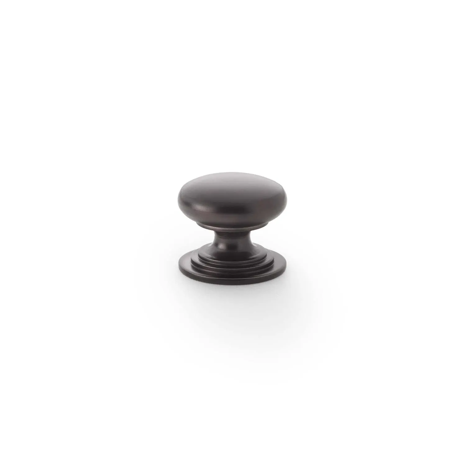 Round Brass Cupboard Knob on Stepped Rose