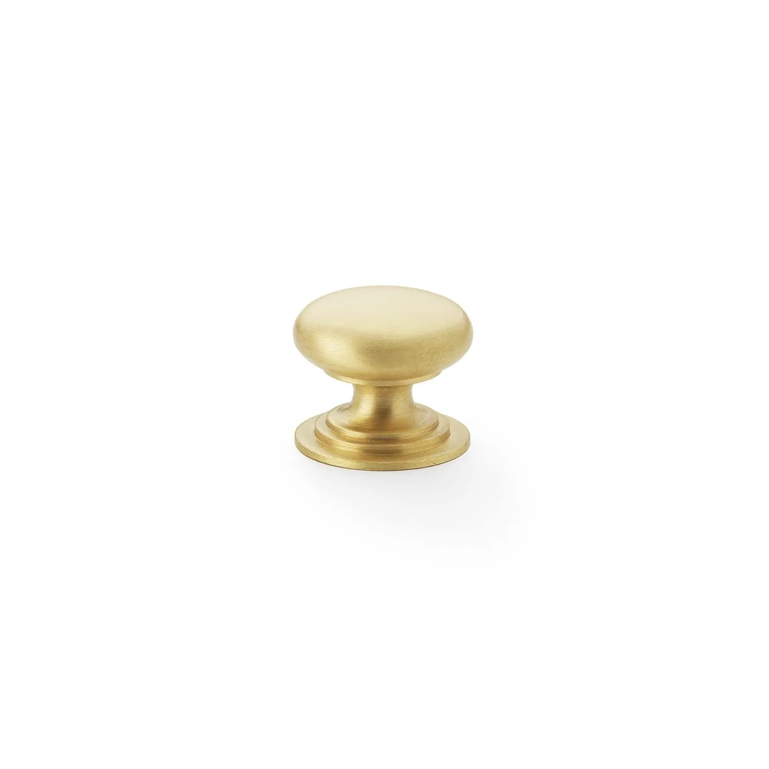 Round Brass Cupboard Knob on Stepped Rose