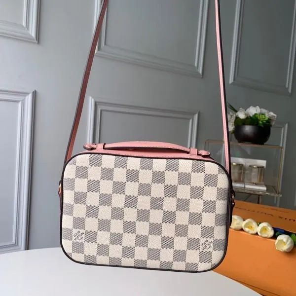 Saintonge Top Handle Bag N40155 Damier Azur Canvas/pink 2019 Collection