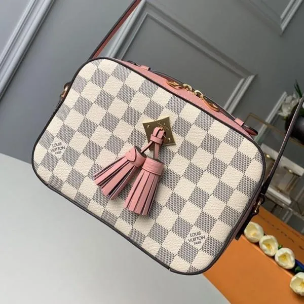 Saintonge Top Handle Bag N40155 Damier Azur Canvas/pink 2019 Collection