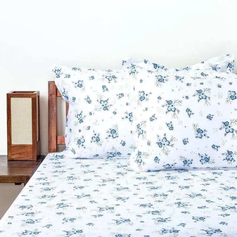 Scattered Blooms Bedsheet - Blue