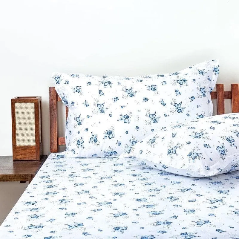 Scattered Blooms Bedsheet - Blue