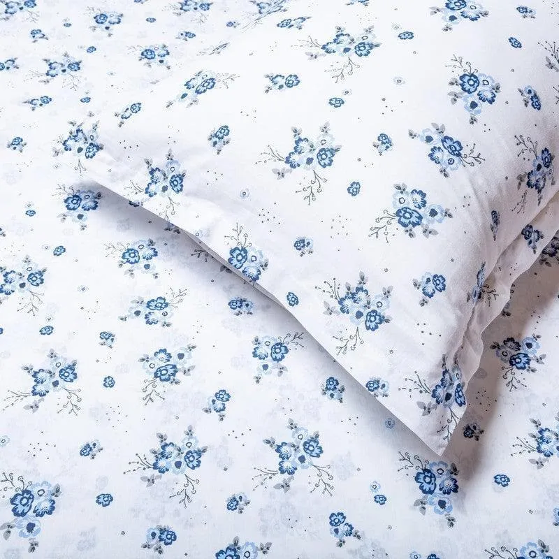 Scattered Blooms Bedsheet - Blue