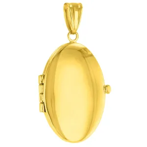 Solid 14K Yellow Gold Oval Locket Charm Pendant