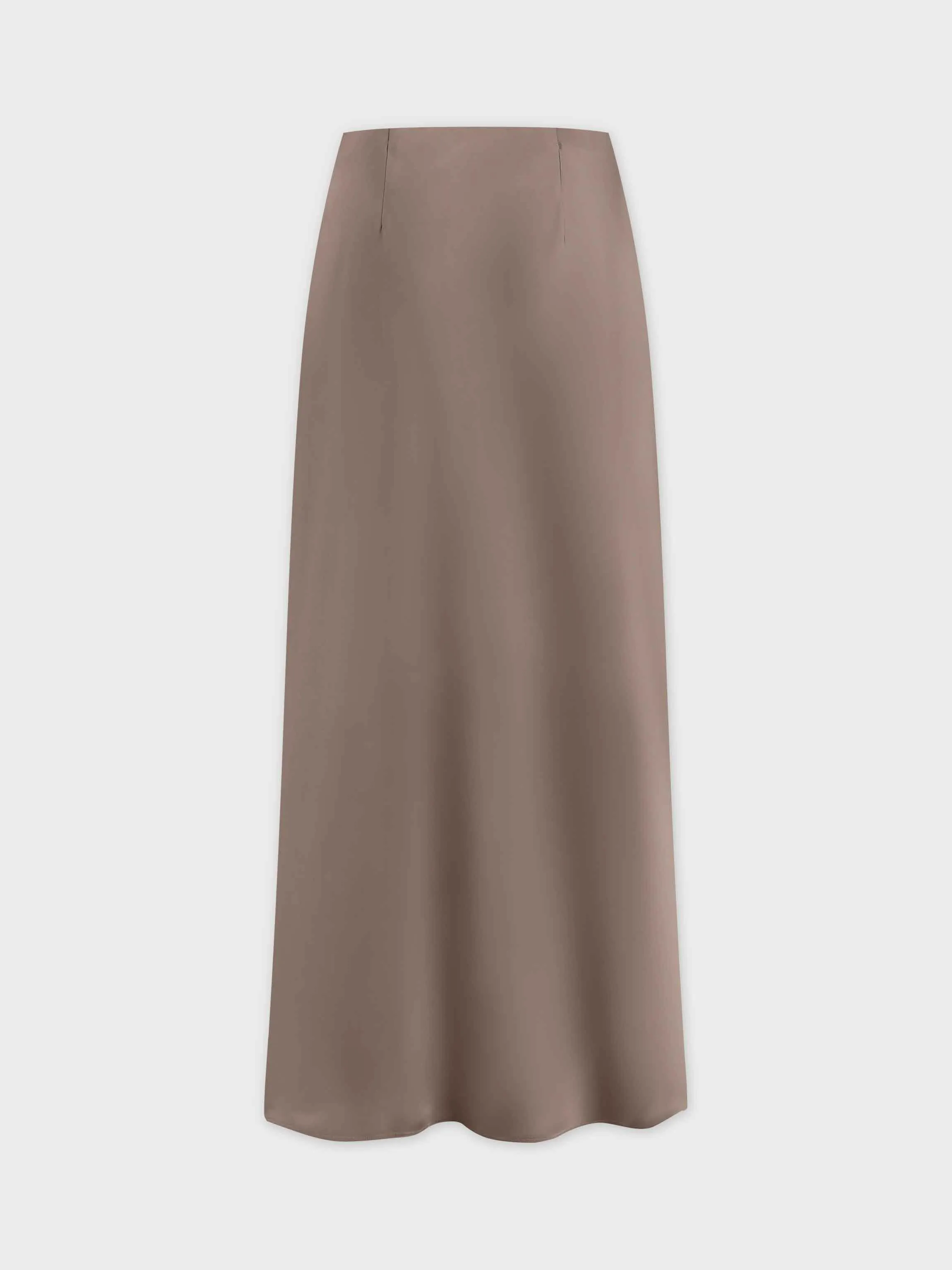 Solid Satin Slip Skirt-Taupe