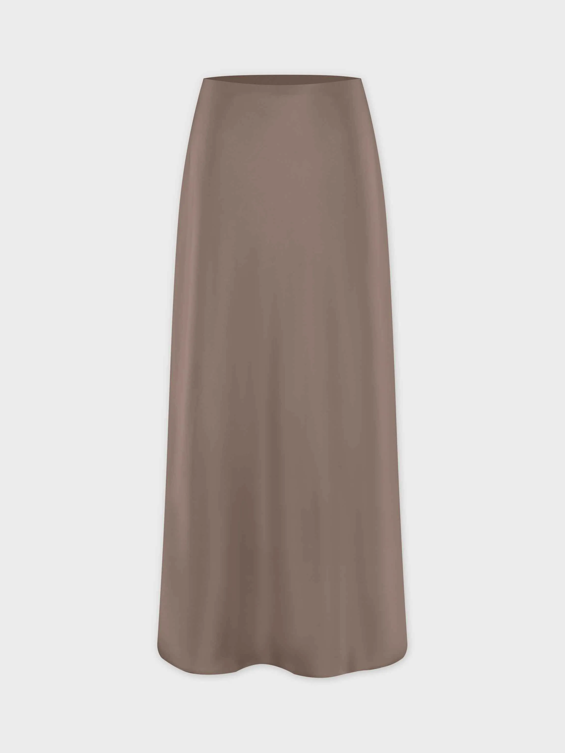 Solid Satin Slip Skirt-Taupe