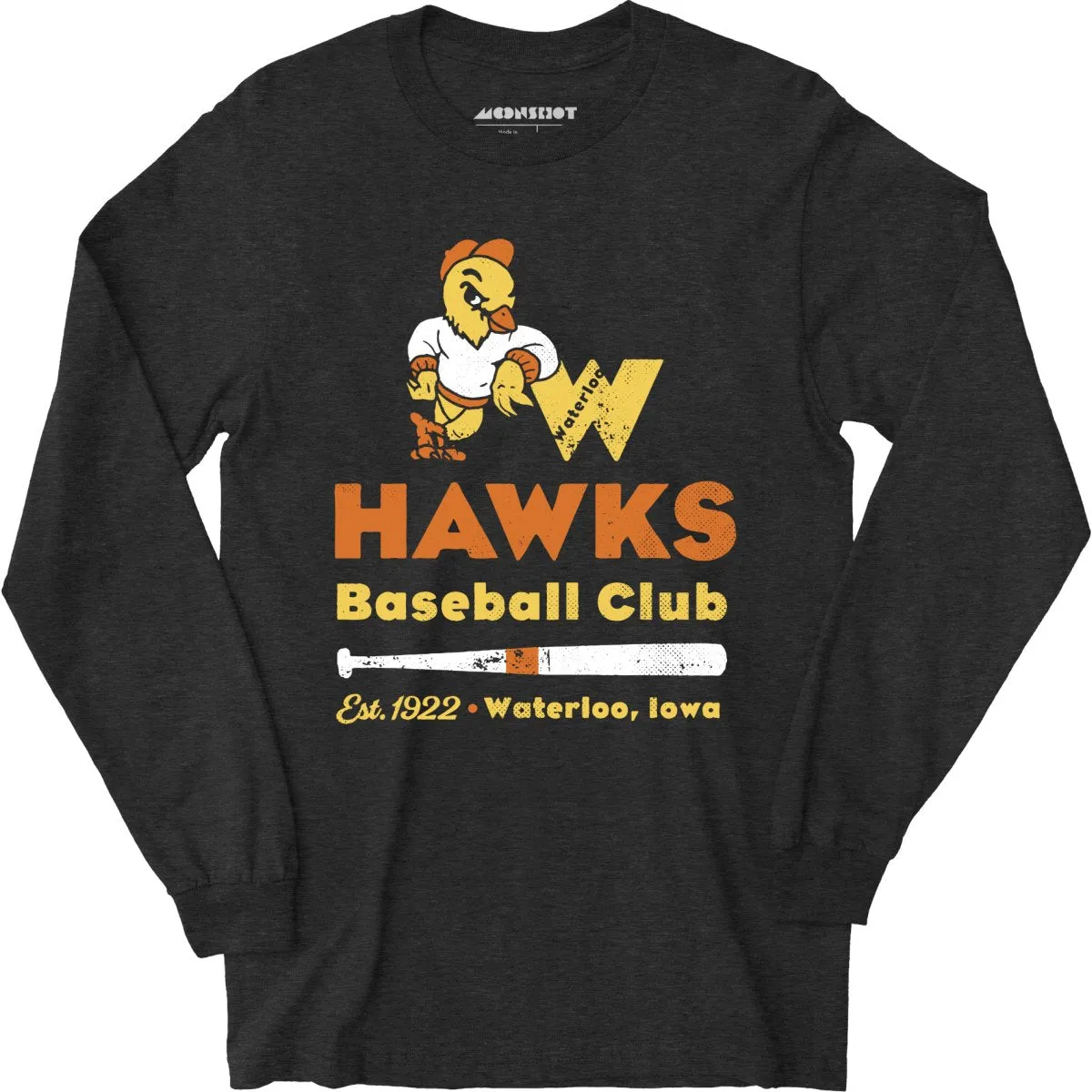 Waterloo Hawks - Iowa - Vintage Defunct Baseball Teams - Long Sleeve T-Shirt